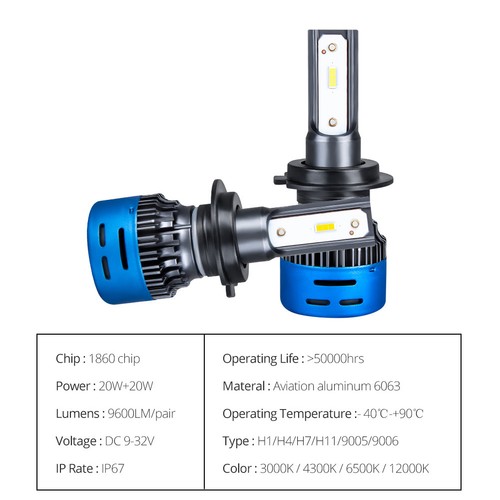 2 X H4 9003 100k Ice Blue 9600lm Led Headlight Bulbs Lamp High Low Beam Parts Accessories Automotive