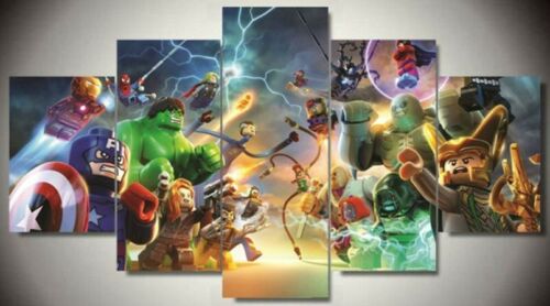 Marvel Avengers Superhero Kids 5 Piece Childrens Bedroom Canvas Art Print Poster 