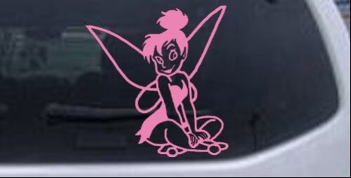 Tinkerbell Sitting Car or Truck Window Laptop Decal Sticker Pink 5.8X6.2