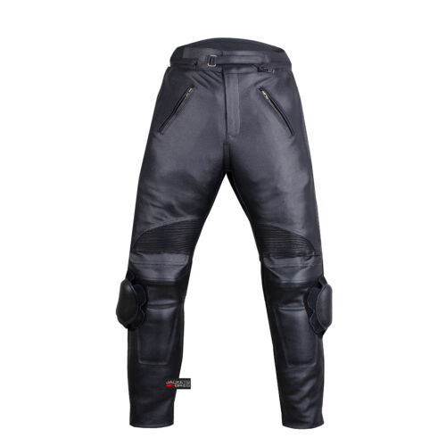 Men/'s Racing Motorcycle Leather Black Pants w// Sliders /& 4PC CE Armor