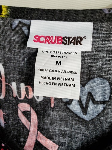 Scrubstar /"All Awareness/" Fearless Fight Scrub Top V-Neck 100/% Cotton NWT