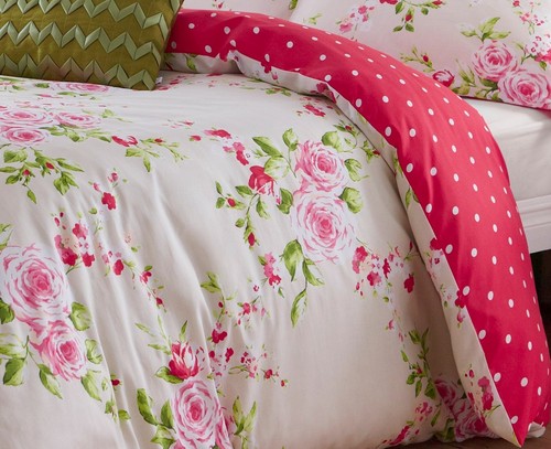 Catherine Lansfield Canterbury Floral Duvet Cover Set Red or Multi//Blue