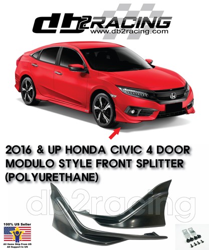 Urethane 16-17 Civic 4dr MD Style Front Bumper Lip Splitters