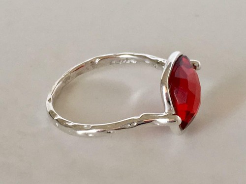 Sterling Silver Garnet Ring Gemstone Large Square Round Size 5 6 7 8 9 10 11