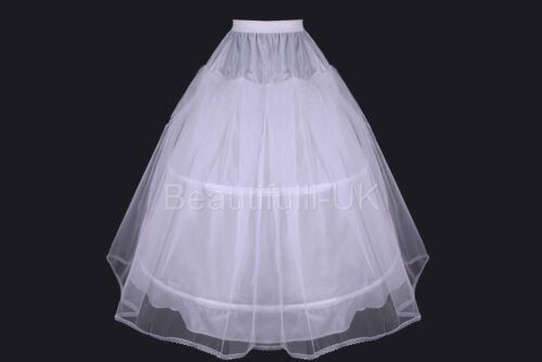 Age 4-15 Flower Girl 2-Hoop A-Line Crinoline Petticoat Underskirt Children Kids