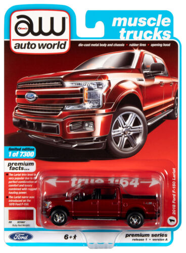 2018 FORD F-150 TRUCK '18 DIECAST MODEL 1/64 AUTO WORLD AW NEW BLUE