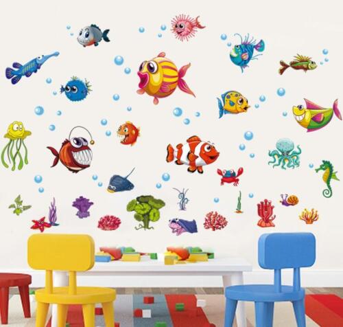 Removable Wall Sticker Fish Decal For Kids Children Room Bathroom Decor Toilet