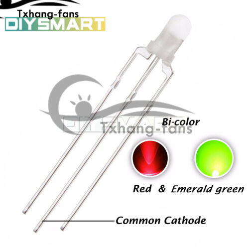 Details about  / 100PCS 3mm 3-Pin LED Lamp Diffused Dual Colour Common Cathode LED LAMP A2TF