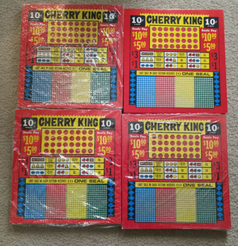 Punchboard 4 Cherry king with slot machine symbols  New Unpunched   Vintage 