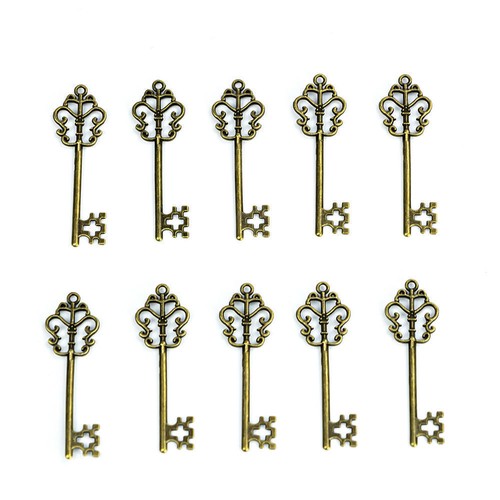 10-30pc Xmas Decor DIY Antique Bronze Keys Alloy Magic Keys Charms Pendant Craft