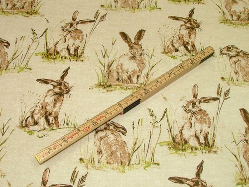 2 mètres /"lièvres/" lin naturel look rideau ameublement designer wildlife tissu