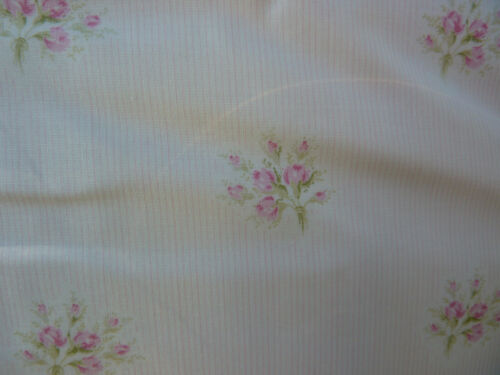 Yuwa Etheral Pink Roses on micro stripe Pink and White Cotton Out of Print HTF