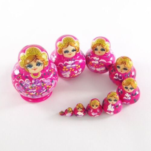 Nesting Dolls Small 10 pcs Neon Pink with Neon Violet