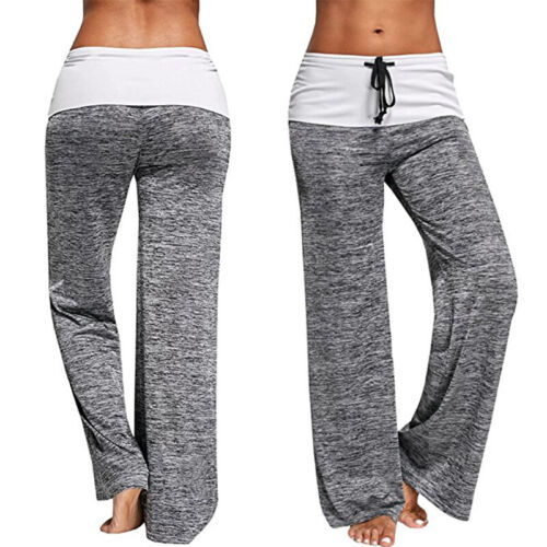 Womens Yoga Pants Foldover Stretch Comfy Soft Flare Wide Leg Workout Leggings US