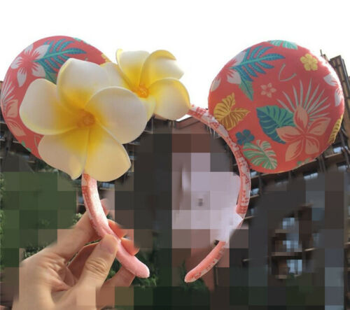 Disney Aulani Ko Olina Hawaii Minnie Mickey Ears Plumeria Flower Jewels Headband