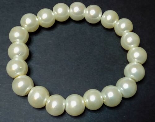 8mm Glass Pearl Elastic Stretchy Bracelets 50 colours