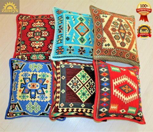 Antique Ottoman Turkish Kilim Woven Throw Cushions Pillows Cover Ethnic Sofa