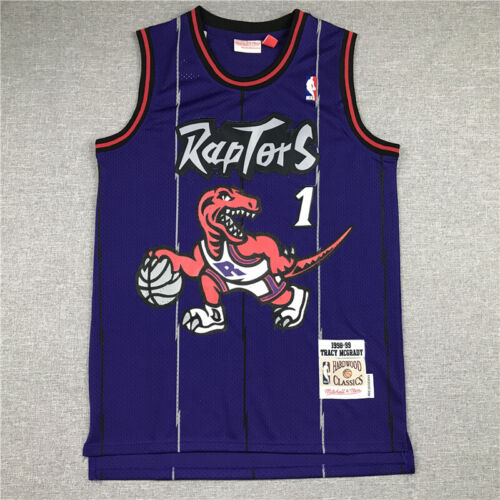 Rétro 1998-99 Tracy McGrady #1 Toronto Raptors Basketball Maillots Jersey Violet