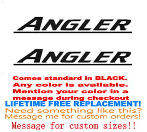 YOUR COLOR CHOICE 156 MARINE GRADE PAIR OF 5"X28" ANGLER BOAT HULL DECALS 