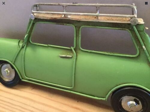 Vintage Look Mini Car Green Retro Metal Fridge Magnet New 18 cms Long