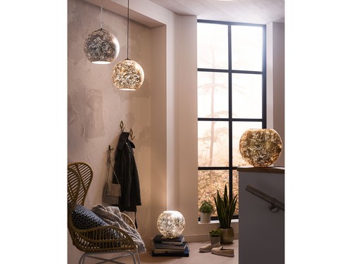 Desing Nachttischleuchte Kugelleuchte Glasschirm Silber Ø 28cm E27 Dekoleuchten