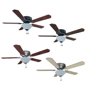 52-Inch-Flush-Mount-Hugger-Ceiling-Fan-w-Light-Kit-Oil-RubbedBronze ...