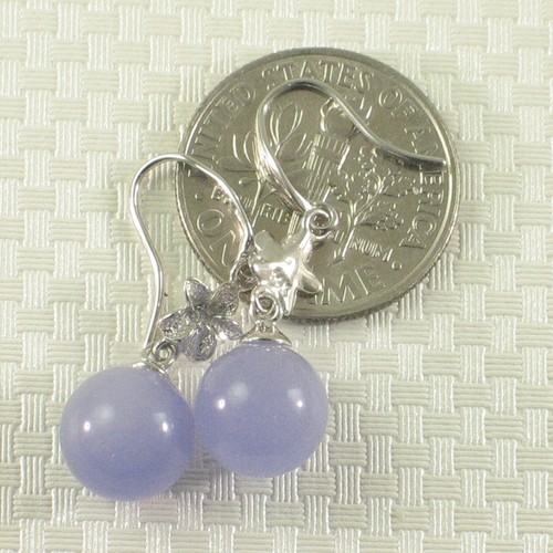 14k Solid Gold Hawaiian Plumeria; 8-8.5mm Bead Lavender Jade Hook Earrings TPJ