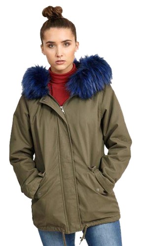 Womens faux Fur Detail Short Cotton Twill Parka Hooded Jackets Coats 8-16