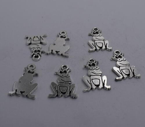 8pcs Antique silver plated nice little frog charm pendant T0612 