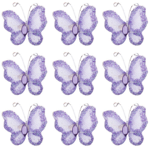 50 ± paillettes filaire Résille Stocking Butterfly Wedding invitations Craft Making 3x2cm 