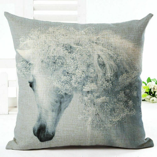18/'/' Retro vintage Horse Cotton Linen Sofa Cushion Cover Pillow Cases Home Decor