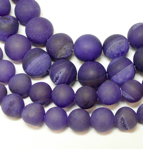 Achat Perle Kugel matt drusen lila 6-12 mm 1 Strang #1117 BACATUS Edelstein