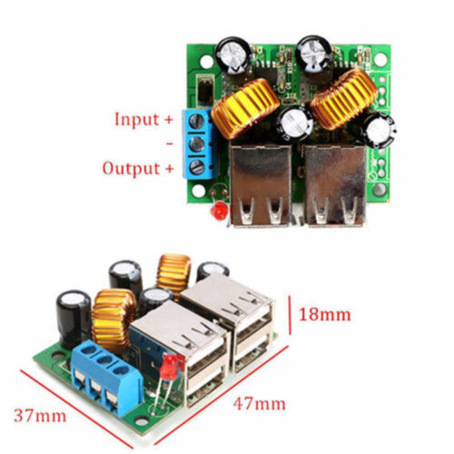 4 USB Port 12V to 5V Car Charger Power Supply Step-Down Module for Phone GPS