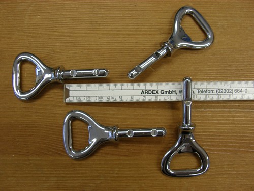 4 Flaschenöffner Rohlinge glänzend Horn Holz Griff Flasche Getränk