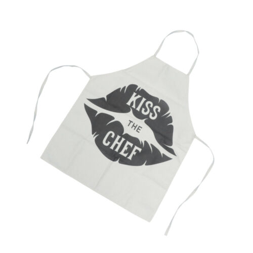 Fashion Kiss The Chef Pattern Cotton Linen Kitchen Cooking Aprons Double Seam Se 