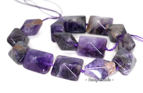 23X18MM AMETHYST GEMSTONE PURPLE FACETED BICONE RECTANGLE LOOSE BEADS 15.5" 