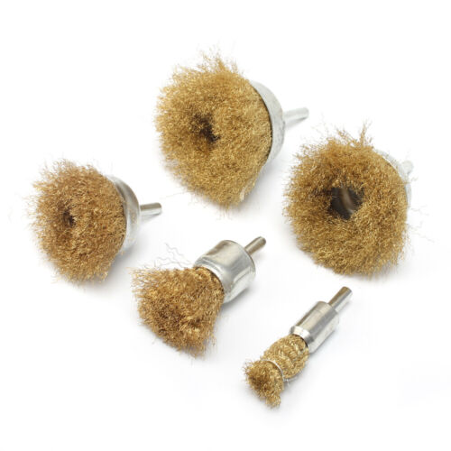 5Pcs Copper Wire Brush Drill Grinder Polishing For Metal Rust Removal Brush Set