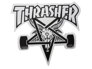 THRASHER Skate Skater Punk Giant Shirt Vest Jacket White Back Patch 9.5/"