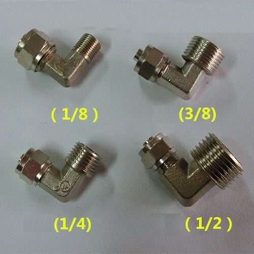 Pneumatic Quick Connector Fitting 1/2" NPT to 5/16" 8mm OD Tube 90 Elbow N-#EJ 