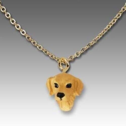 Dog on Chain GOLDEN RETRIEVER Resin Dog Head Necklace Jewelry Pendant 