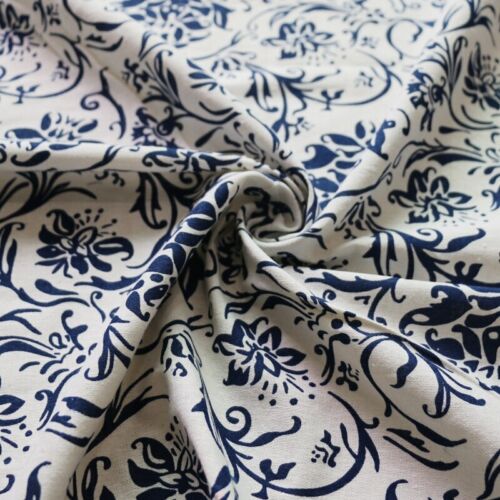 1 Yard Chinese Ethnic Blue White Fabric Cotton Flax Textile 100cm*145cm 