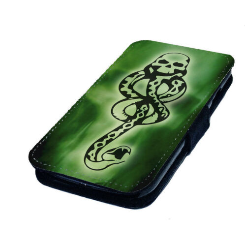 Marca Oscuro Impreso Imitación de Cuero a presión Funda Protectora De Teléfono siempre Snape Calavera Serpientes #1 