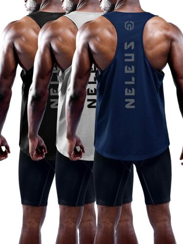 Neleus Men/'s 3 Pack Dry Fit Y-Back Muscle Tank Top
