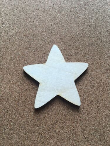 10 x star shaped Laser cut Plywood 3mm Craft Blanks wood 70mm