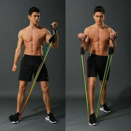 11Pcs Resistance Bands Set Pull Rope Home Gym Equipment Yoga Fitness Exercise