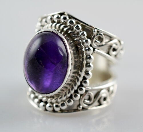 US-AMY-004 Amethyst Ring 925 Solid Sterling Silver Handmade Jewelry