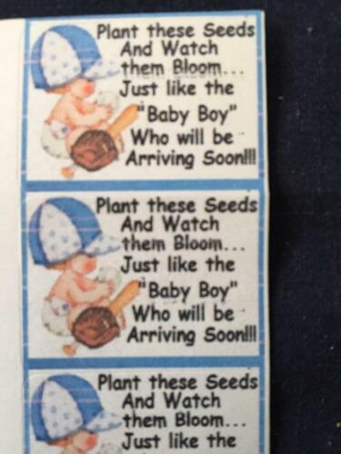 Details about   50 " BOY BASEBALL " STICKERS FOR A BABY BOY SHOWER Labeled Plant these Seeds 