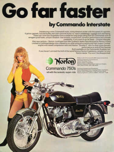 1972 NORTON COMMANDO 750 VINTAGE MOTORCYCLE AD POSTER 48x36 BIG 