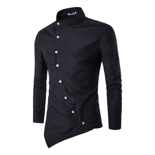 Men Solid Color Long Sleeve Dress Shirts Blouse Slim Fit Casual Formal Shirt Top