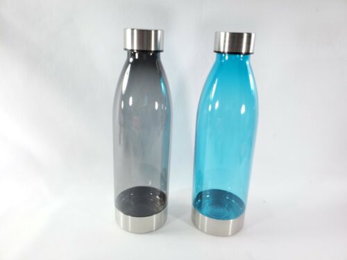 2  Mainstays 22 oz plastic Water Bottles with Stainless Steel Top /& Base 2 Pack